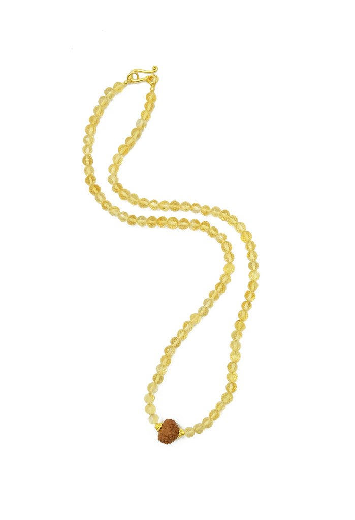 Citrine choker necklace with 8 mukhi chikna rudraksha from balimalas.com