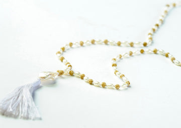 Radhe rudrani and pearl and abalone necklace from Bali Malas