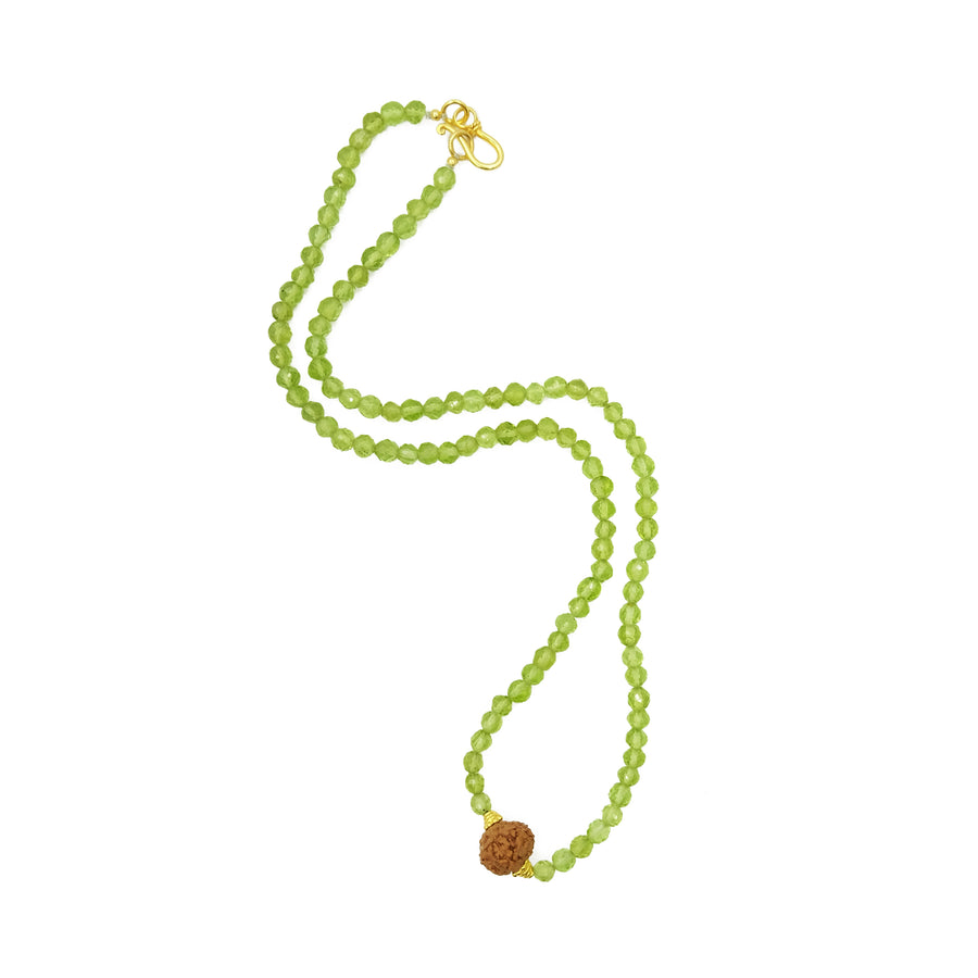 Peridot choker necklace with 8 mukhi chikna rudraksha from balimalas.com